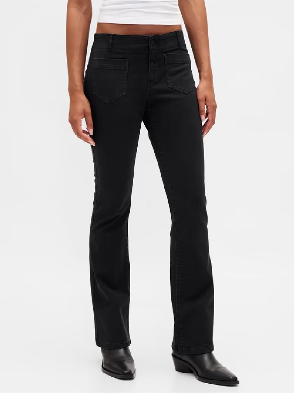 Gap Women 6 Black Y2K Preppy Patch Pockets Low Rise Twill Long & Lean Pants